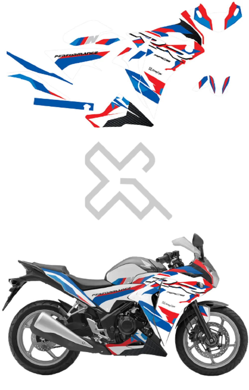 RR Edition Full Body Sticker Compatible with CBR 250R | Made In Premium Gloss Vinyl With FPF(Fade Protection Film), Water Proof, Precut Sticker, Pack of 1 Compatible with Both Side